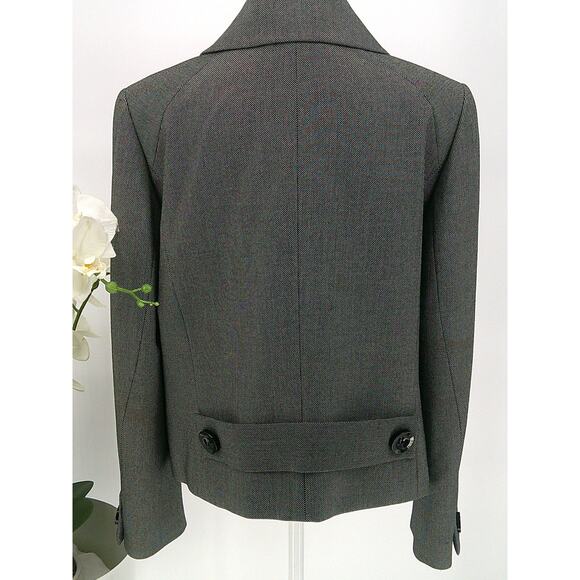 Tahari Womens Black Micro Dot Classic Button Up Collared Blazer Jacket Size 12 - Picture 4 of 10